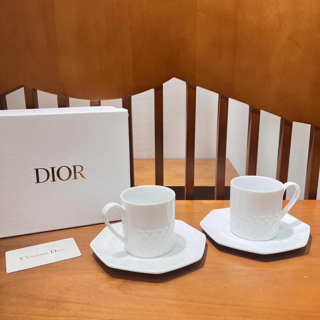 Dior coffee set of two plain white cups